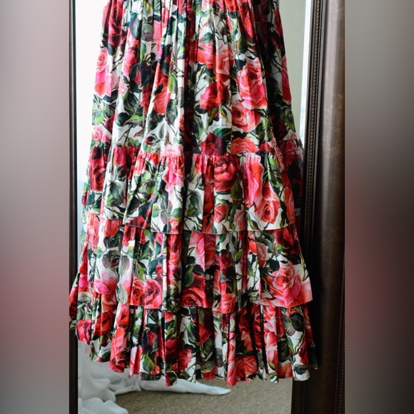 Dolce & Gabbana rose floral cotton poplin tiered dress sz 40 fits SMALLER! - Picture 7 of 14